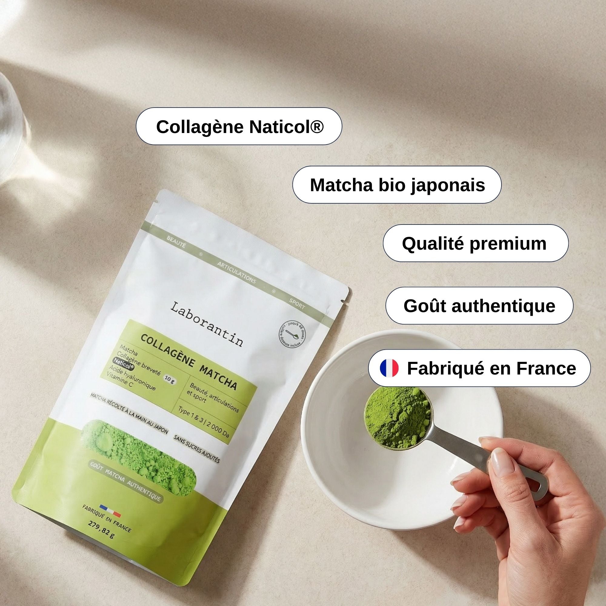 Collagène Matcha fabriqué en France_Laborantin